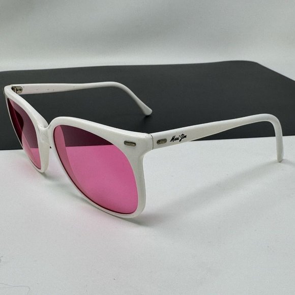 Vintage Maui Jim 001 Nylon Sunglasses White Pink Lenses France Rare main image 15